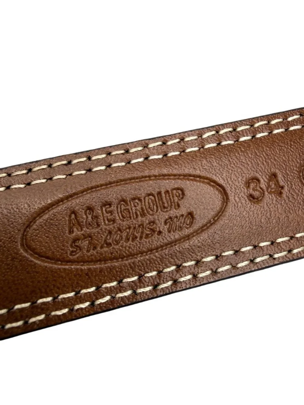 A&E Group St. Louis Men's Dress Belt Sz 34 Black Leather Classic Gold Buckle